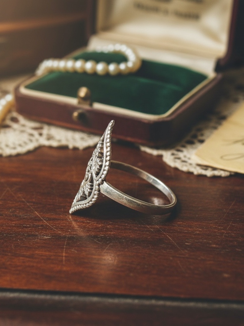 Intricate Vintage-stamped 925 Henna  Ring - Silver - Picture 7 of 7